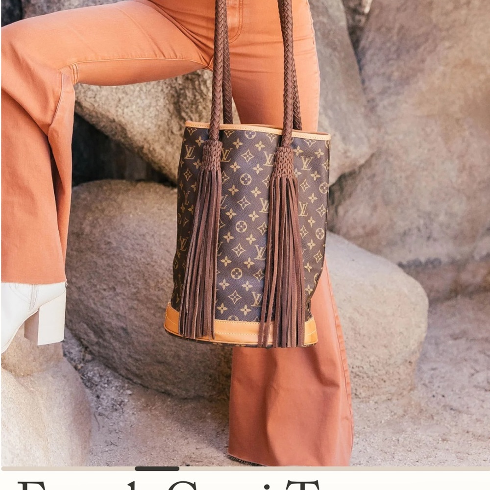 Vintage boho Louis Vuitton Monogram Brown and Tan Shoulder Bag